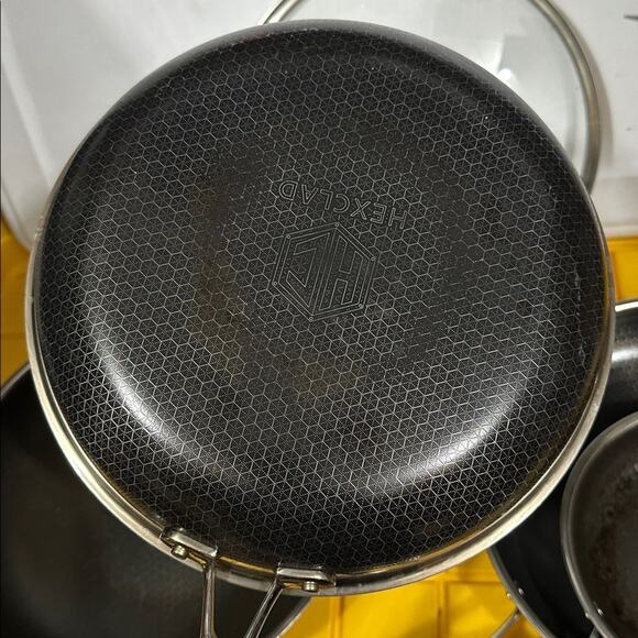 HEXCLAD 5 Piece Nonstick Stainless Steel Frying Pan Set 8 10 12 Wok $600 - Picture 8 of 10